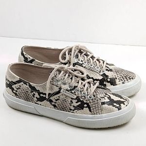 Superga 2750 Synth Snakew Taupe Black Snake Sneakers Size 39
